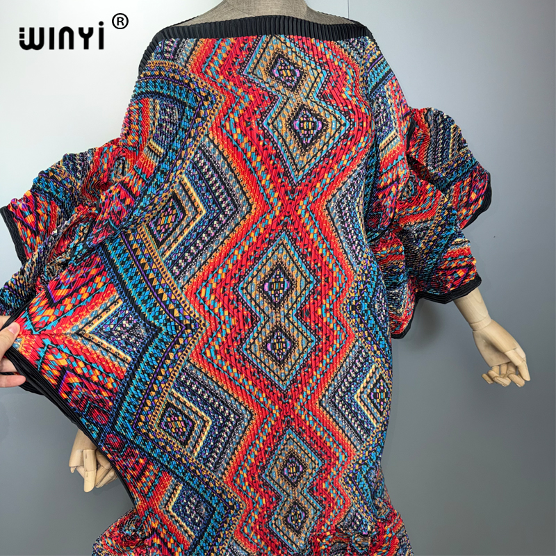 Robe plissée élastique WINYI, style rétro, robe de plage, kaftan musulman, abaya Dubaï, robe longue de luxe pour les vacances et les anniversaires.