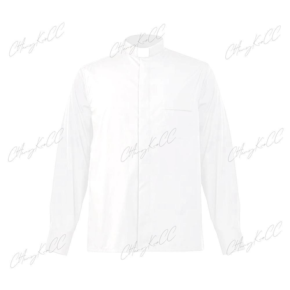 Chemise de Prêtre Pasteur Hommes Clergé Col à Onglet Montant Église Catholique Ministre Prédicateur Court Manches sulfY-Roman Blouse S-5XL