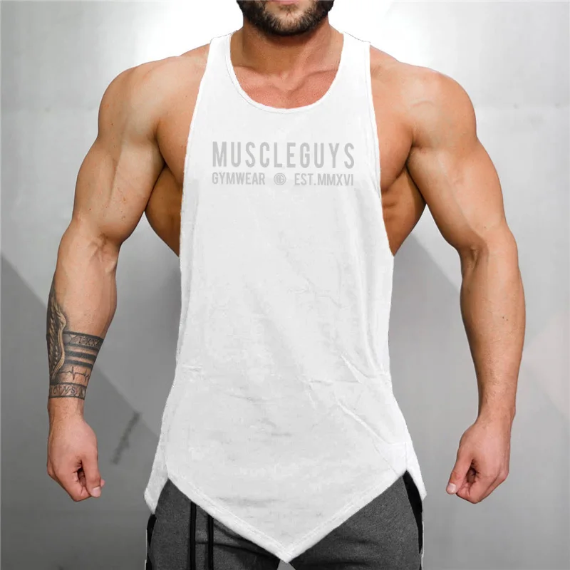 Muscleguys marque vêtements salle de sport chemise sans manches débardeurs de musculation hommes été Fitness gilet décontracté col rond hommes débardeurs