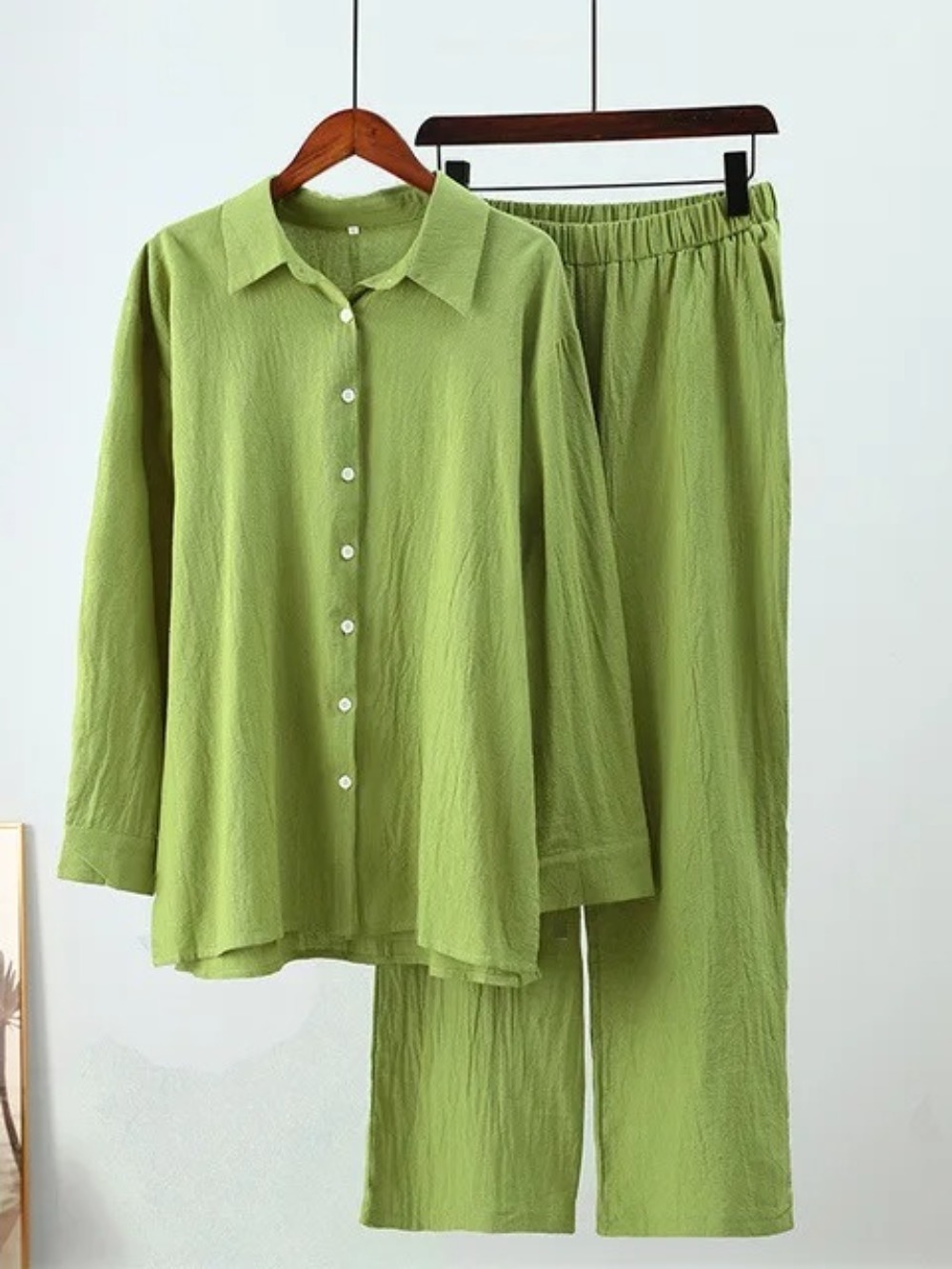 Ensemble deux pièces pour femmes musulmanes, pantalon à jambes larges, en coton et lin, chemise à boutons, costume Ramadan Eid dubaï, tenues arabes