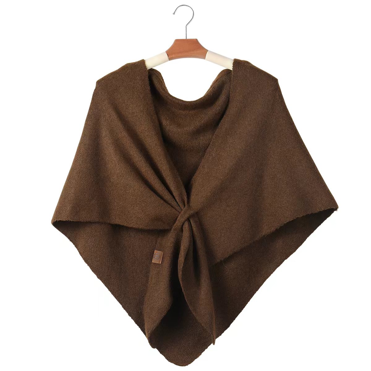 Châle triangulaire tricoté uni, écharpe tendance, cape d'épaule chaude en laine mélangée pour l'automne et l'hiver