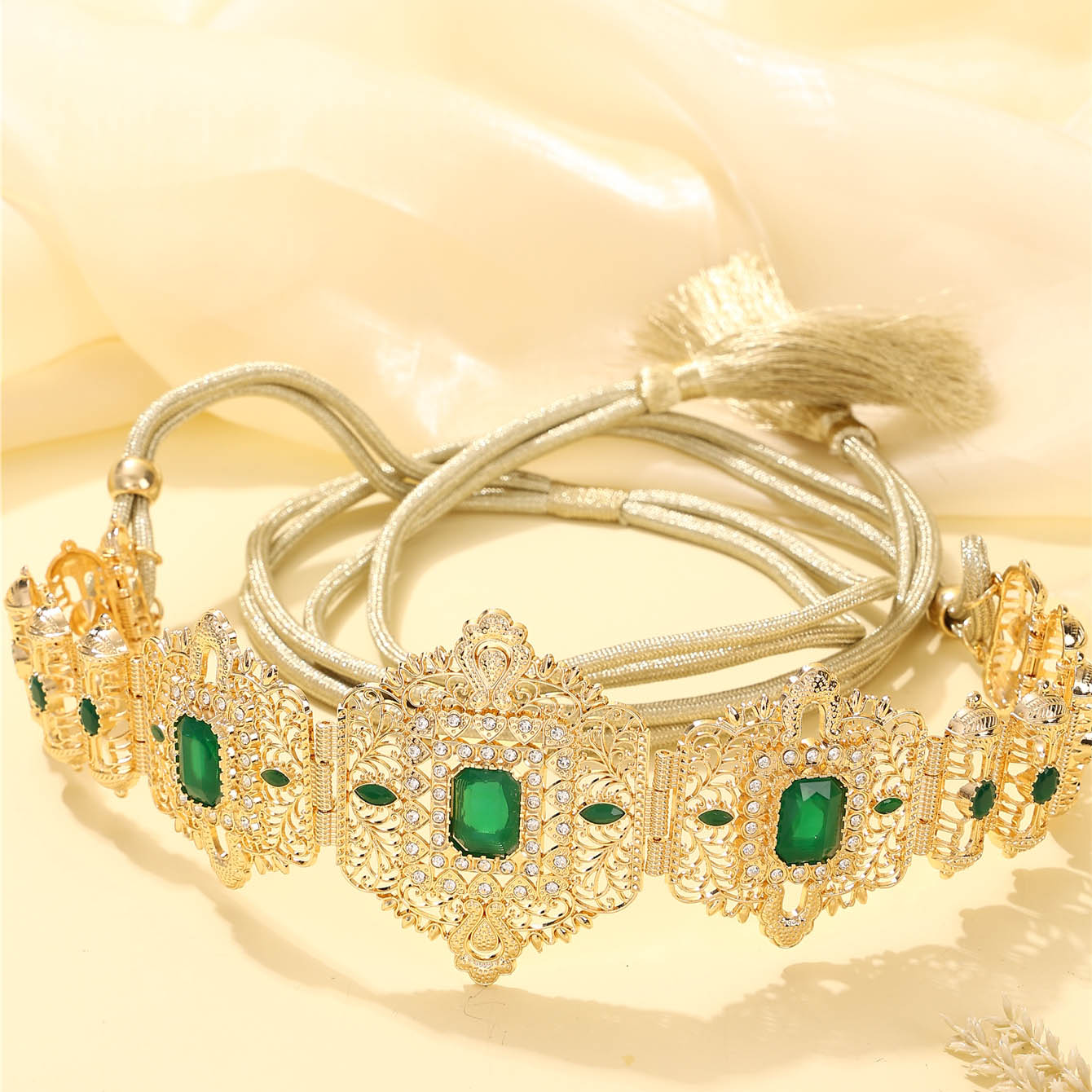 Ceinture de robe pour femmes d'arabie saoudite incrustée de strass taille réglable style royal vintage ceinture de mariage pour dames gif