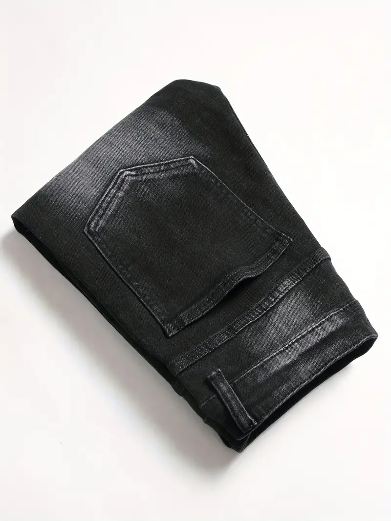Jeans en denim pour hommes, très extensibles, coupe slim, décontractée, droite, classique, pantalon cargo en denim uni, streetwear.