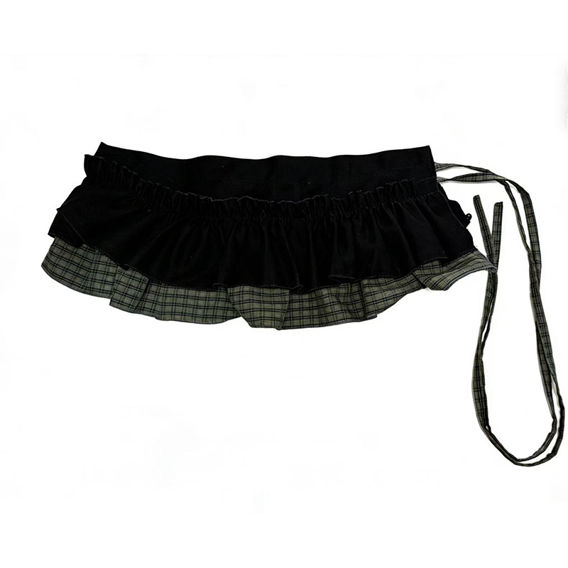 Demi-jupe à grille de conception coréenne pour femme, jupe courte ample d'hiver, vêtements d'extérieur polyvalents, tablier, ceinture, Style doux, toutes saisons
