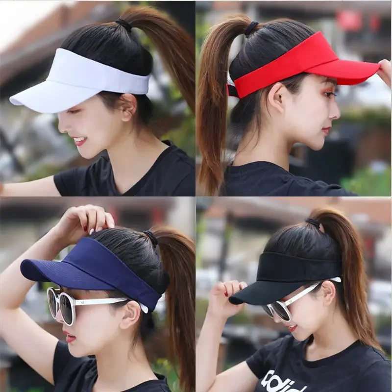 Chapeaux de soleil d'été en coton pour hommes et femmes, visière réglable, protection UV, haut africain solide, sport, tennis, golf, course à pied, crème solaire, casquette de baseball