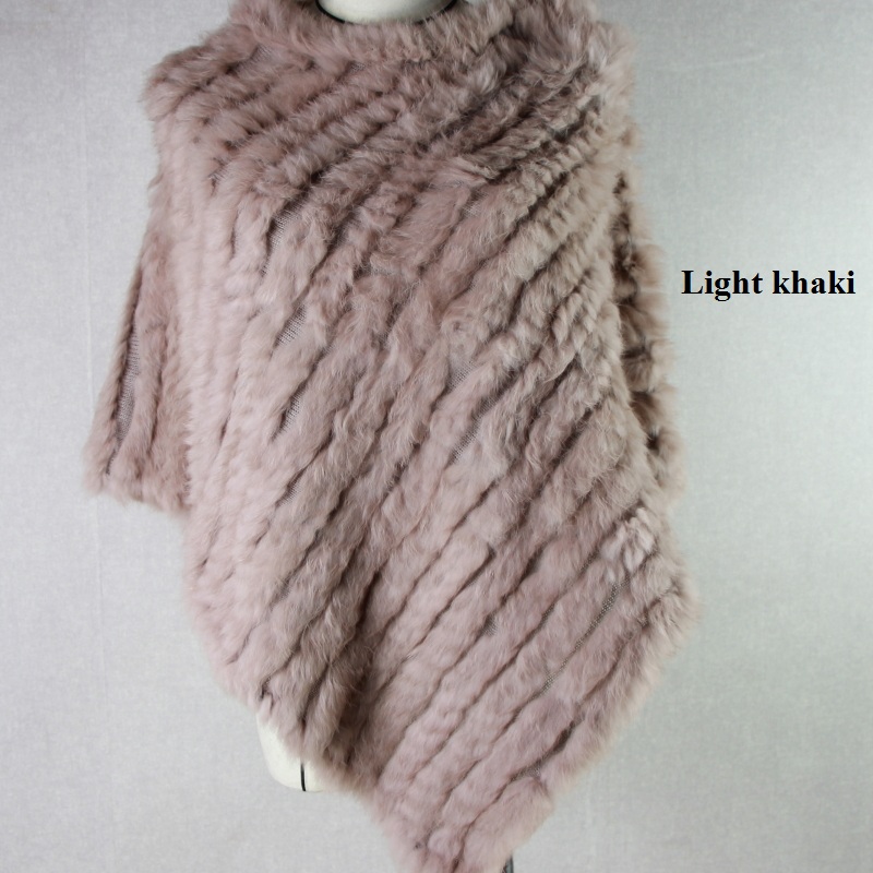 Nouveauté offre spéciale châles Pashmina en vraie fourrure pour femme tricoté à la main Poncho en fourrure de lapin femmes châle en fourrure hiver