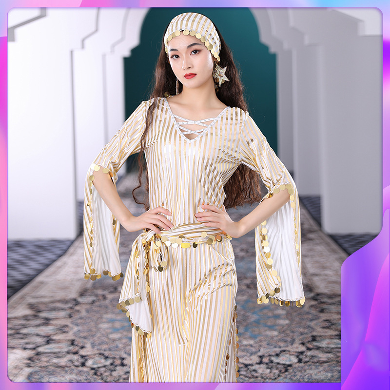 Robe de danse du ventre égyptien Saidi avec paillettes – Costume de performance professionnelle scintillant pour femme