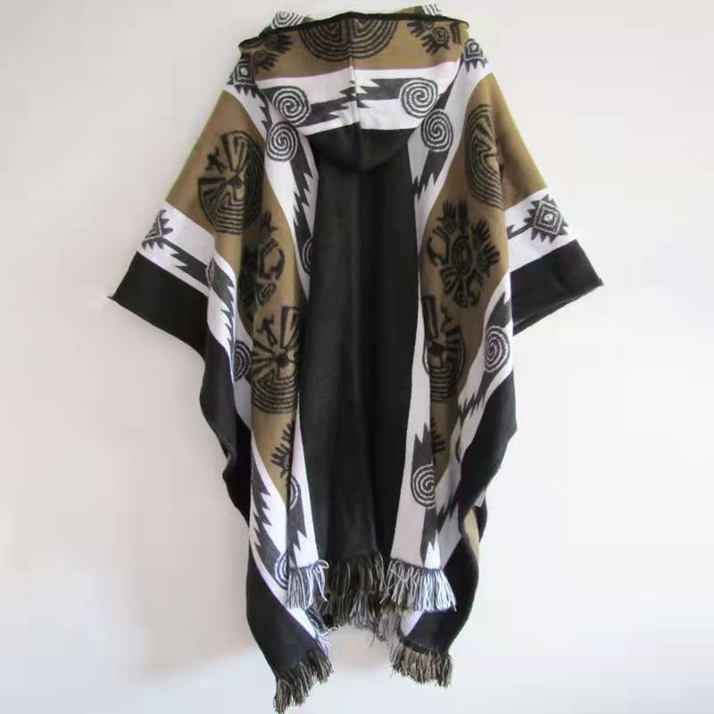 Trench-Coat ample à manches longues pour hommes, cape imprimée à capuche, châle Poncho, mode Hip Hop rétro Punk, vêtements décontractés, veste pull