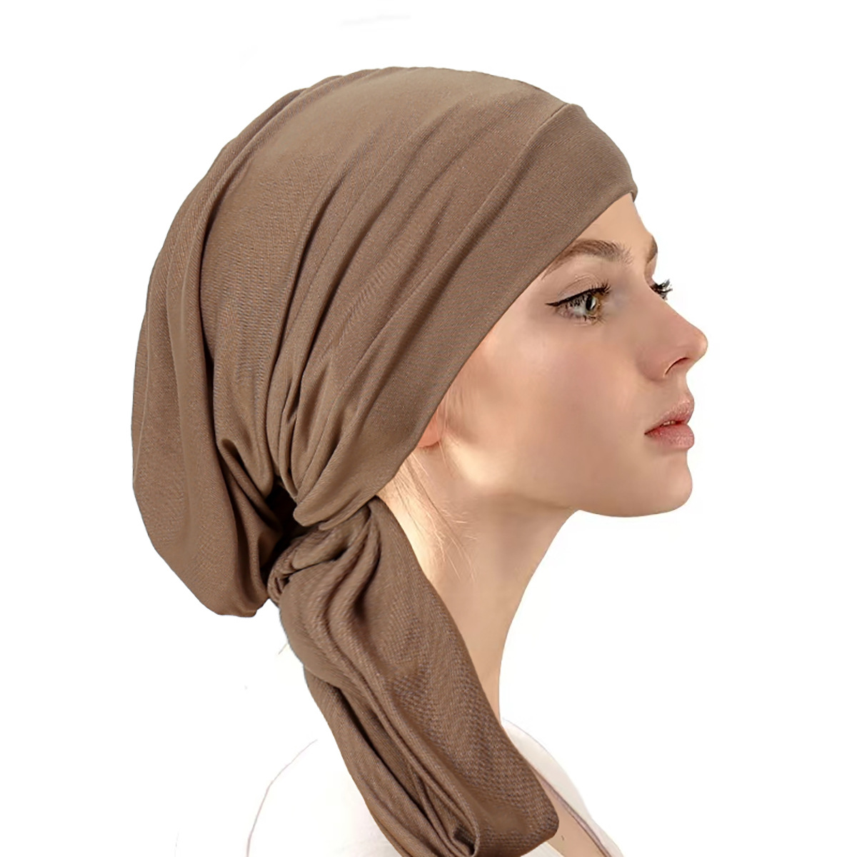 Hijab en cristal de chanvre froissé pour femmes, bonnet turban musulman pour dames, longue queue, foulard à tête ronde, chapeaux indiens, document solide