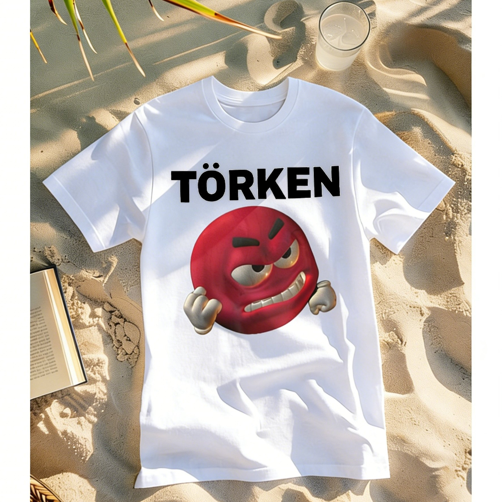 T-Shirt Meme turc pour hommes et femmes, avec police TORken audacieuse, Design visage rouge, chemise décontractée à manches courtes, pour hommes et femmes, toutes saisons, 180g/m2