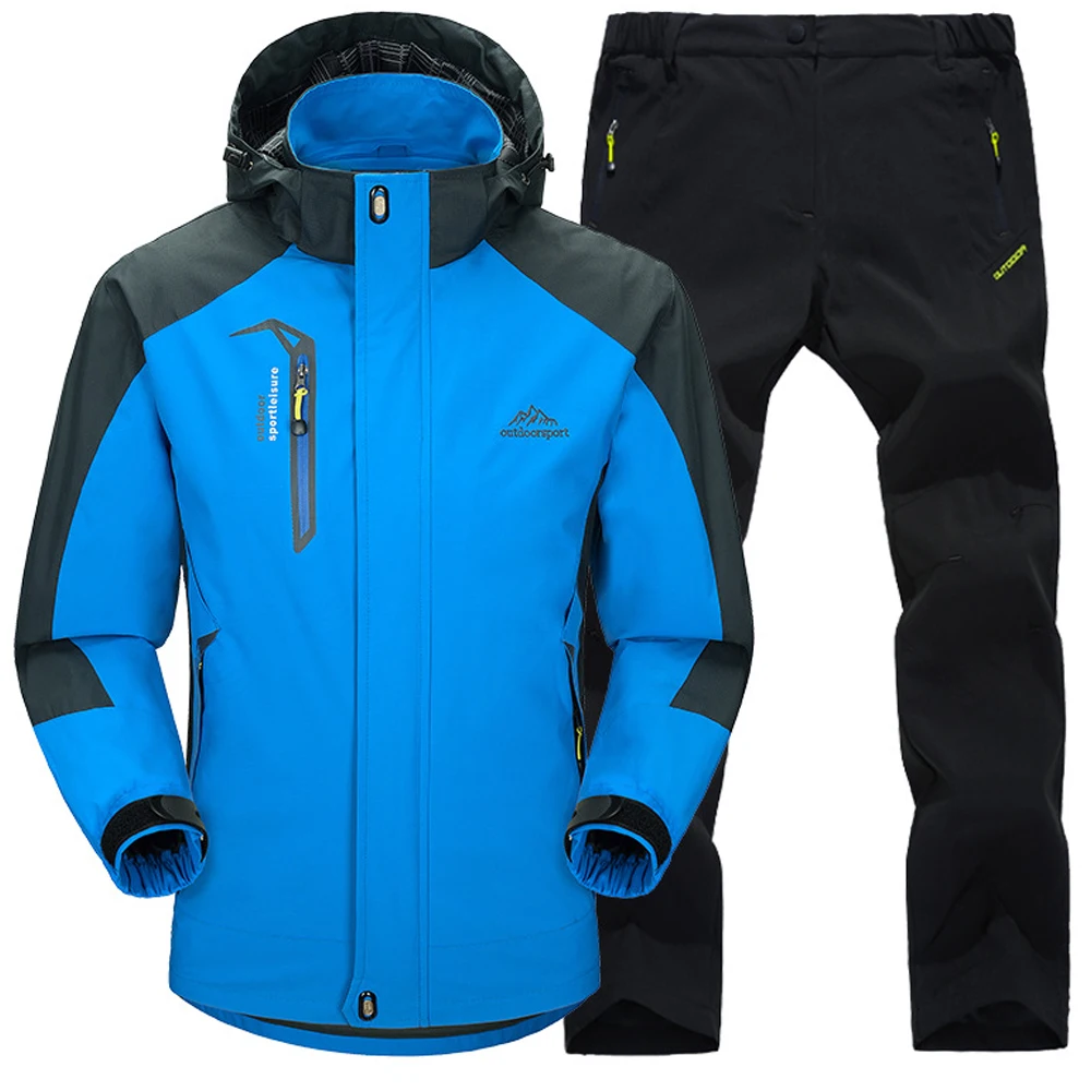 Ensemble de Veste et Pantalon d'Extérieur pour Homme, Thermique, Imperméable, Coupe-Vent, à Capuche, Randonnée, Voyage Militaire, Vêtements de Camping en Montagne