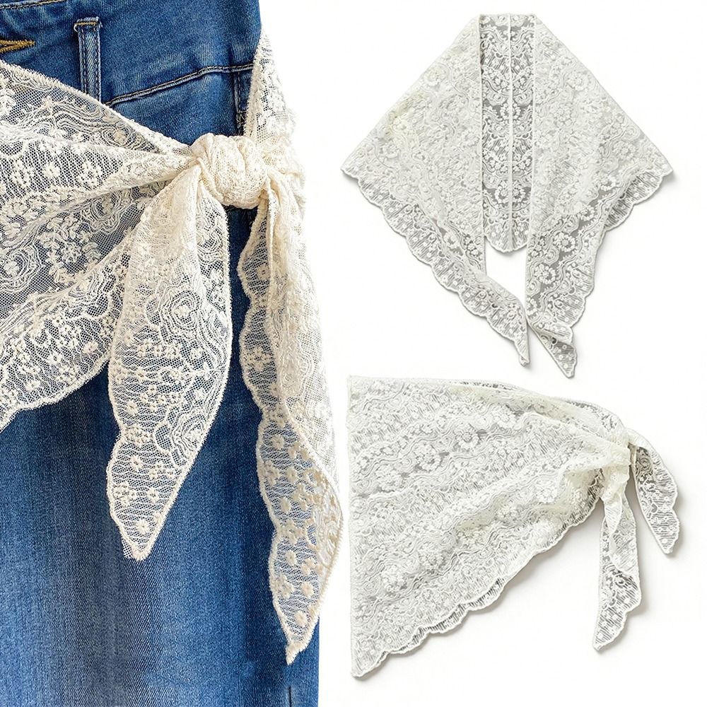 Foulard Cheveux Décontracté Brodé de Fleurs en Dentelle, Style Chic et Fin, Bandanas pour Femmes, Mini Jupe Bohème Mignonne en Dentelle