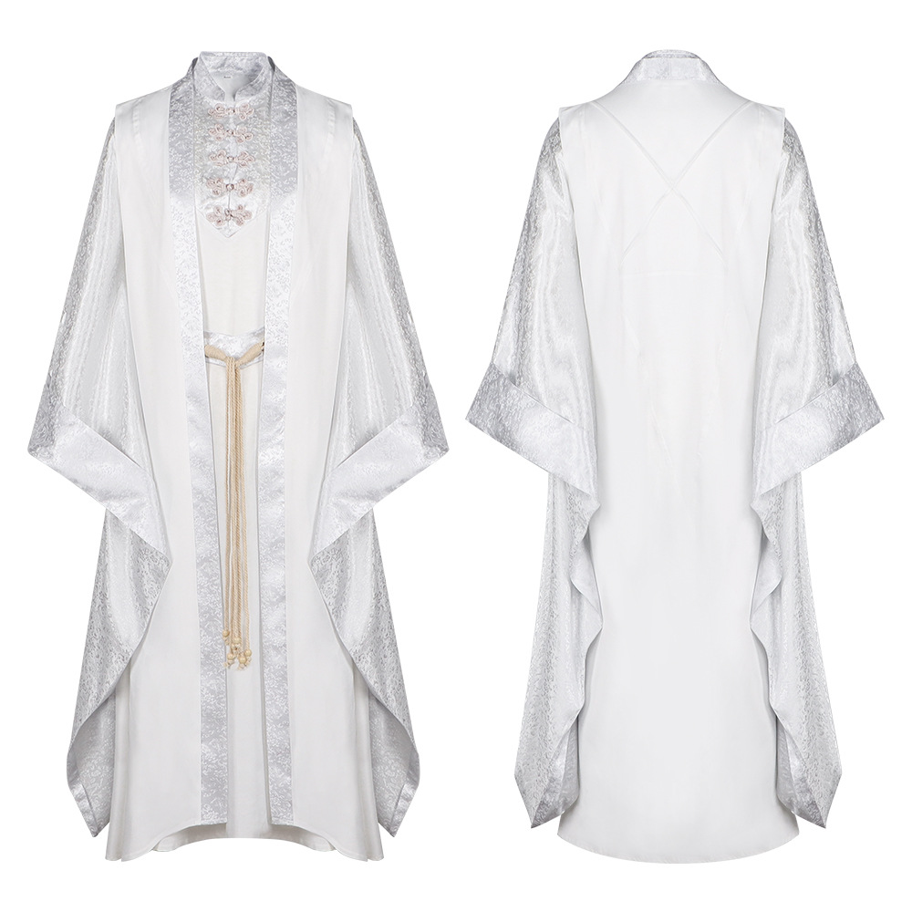 Costume de cosplay de Saruman pour homme, robe blanche, déguisement pour homme, fête d'Halloween, carnaval, tenue de Saruman