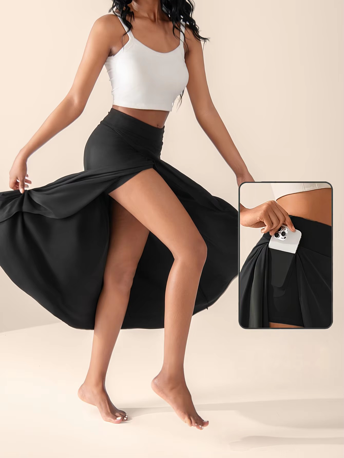 Vêtements féminins européens et américains au style irrégulier, fente élégante, bord à volants, jupe unie