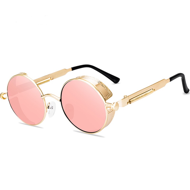 Lunettes de soleil steampunk gothiques classiques pour hommes et femmes, lunettes de soleil vintage, monture ronde en métal, créateur de marque, haute qualité, UV400