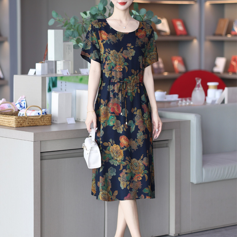 Robes d'été élégantes pour femmes, nouvelle mode décontractée, imprimé fleurs, col en v, sans manches, vêtements amples pour femmes, 2025