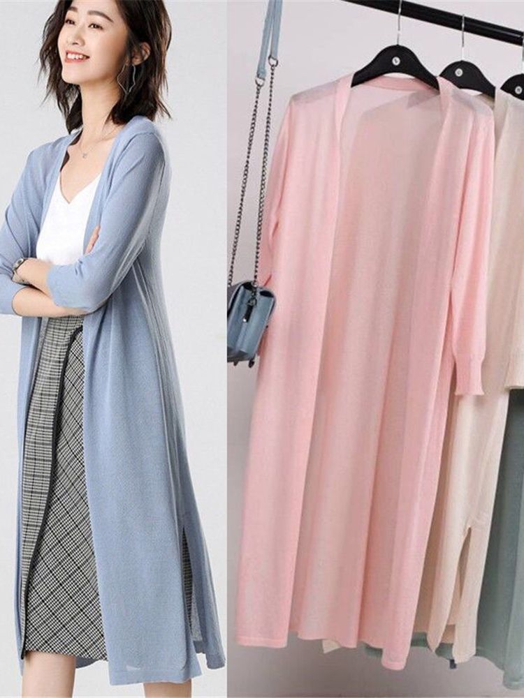 Poncho long pour femme, cardigan fin, gilet femme, manteau femme, décontracté, été, automne, nouveau, 2022