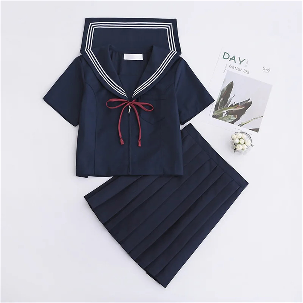 Grande Taille S-5XL TANJapanese JK Uniformes Robes D'école Pour Les Bol Bleu Marine Marin Trempé Veste Uniformes Du Milieu Costumes