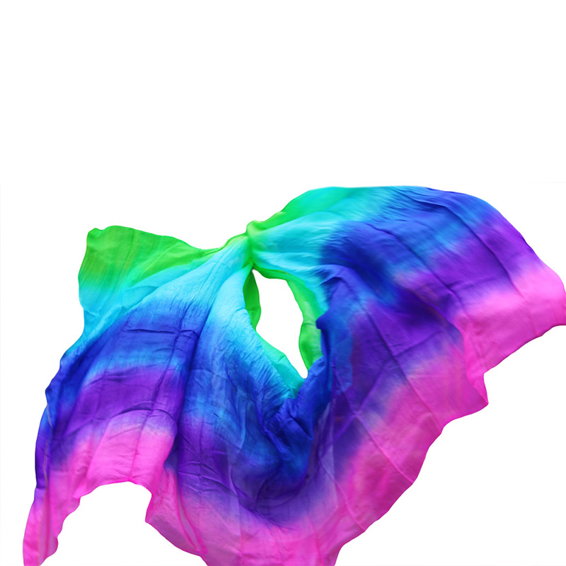 Voiles de danse orientale 100% soie, faits à la main, à dégradé de couleurs, personnalisables