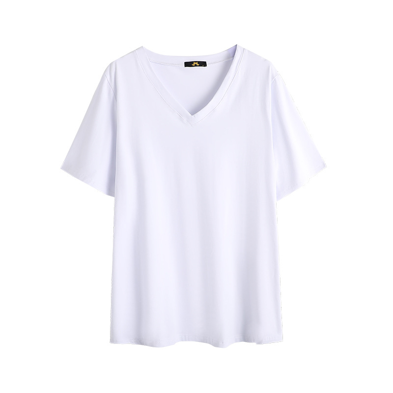 150Kg grande taille femmes buste 152 été coton à manches courtes T-shirt col en v haut ample 5XL 6XL 7XL 8XL 9XL 9XL