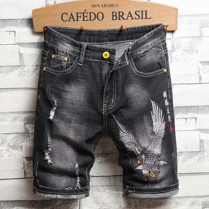 Haute qualité hommes trou Denim Shorts été nouvelle mode décontracté coupe ajustée déchiré rétro jean court mâle marque classique pantalon