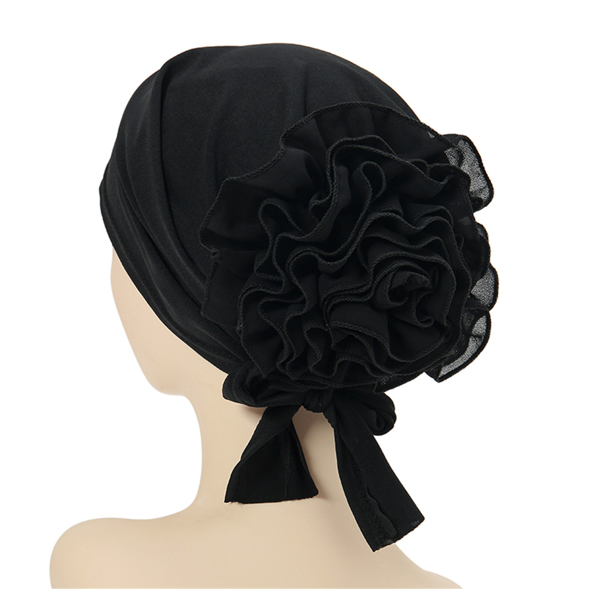 Turban en mousseline de soie pour femmes, Hijabs à la mode, décor de fleurs, vêtements de sauna, foulard islamique, casquette, document solide