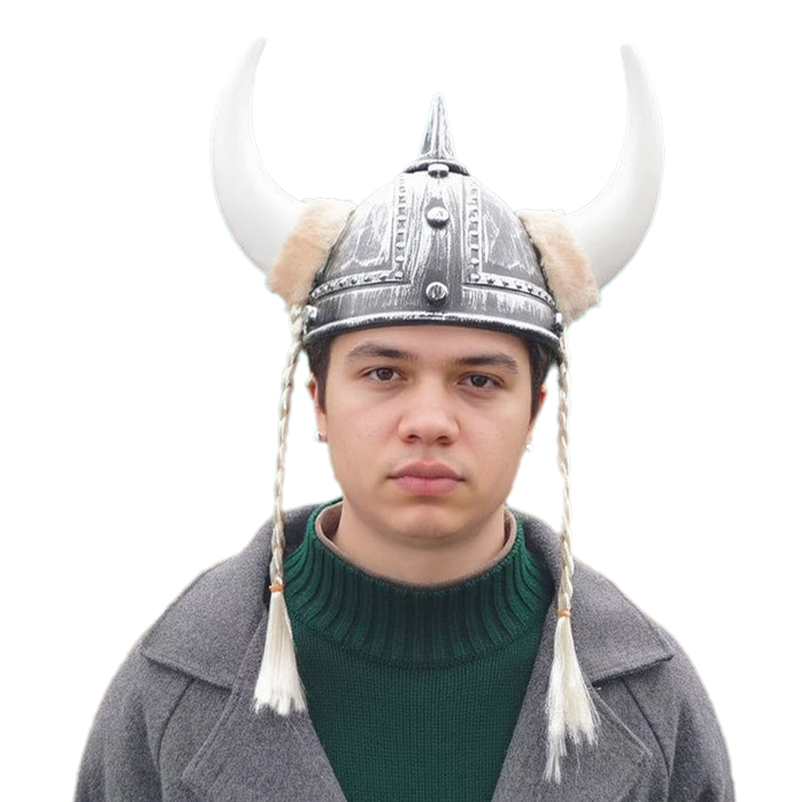 Chapeau en corne Viking pour hommes et femmes adultes, casque avec tresses en plastique, chapeau de chevalier guerrier médiéval, Halloween Cosplay, mascarade, décors de bœuf