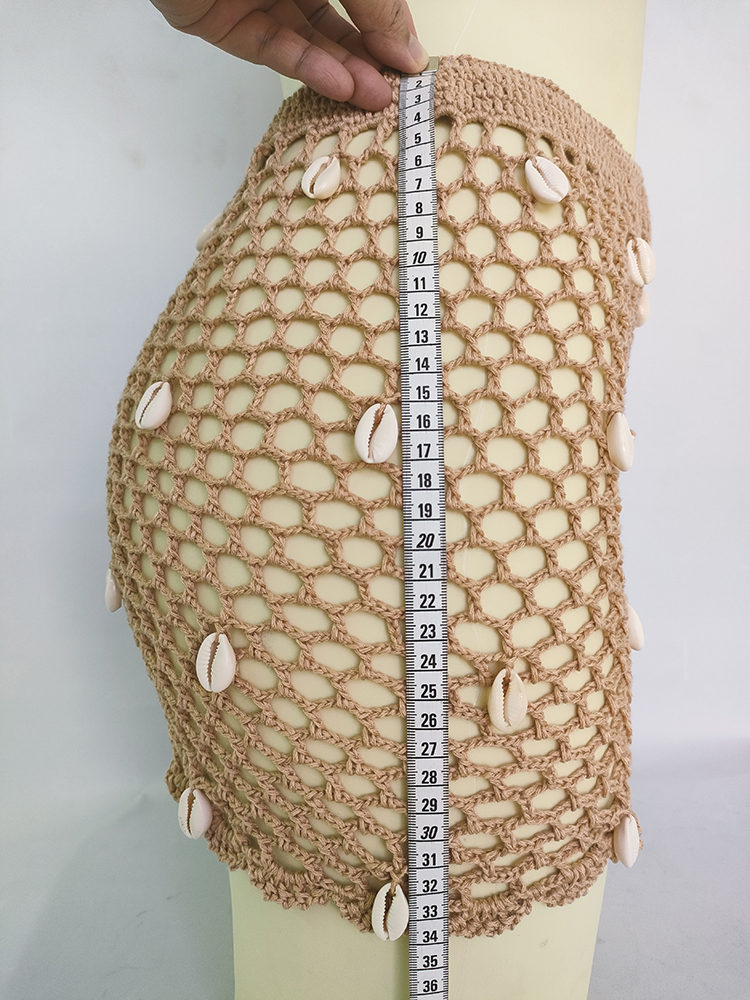 Femmes vêtements de plage maillot de bain cache-maillot Boho été transparent évider pansement taille haute jupe de plage courte jupes en tricot au Crochet