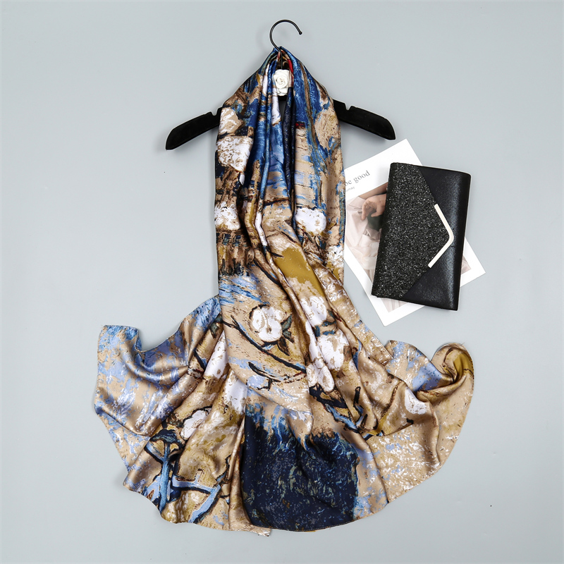Écharpe de printemps pour femmes, design de luxe, foulard en soie lisse, bandeau musulman doux, châle Deach.