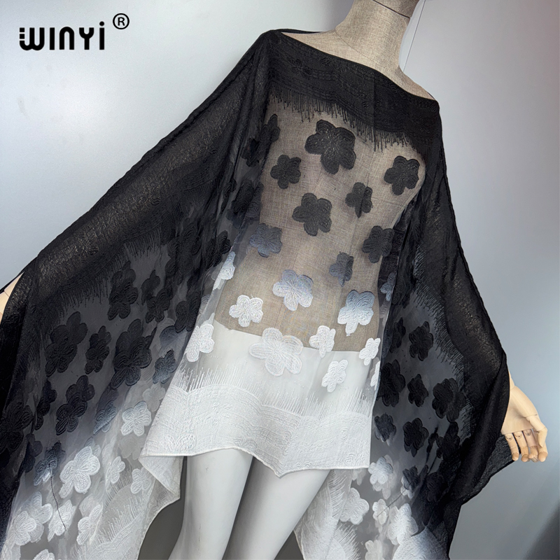 WINYI Robe d'été transparente et sexy pour femmes, tenue de plage, kaftan africain pour femme, robe de plage élégante et sexy pour les vacances.