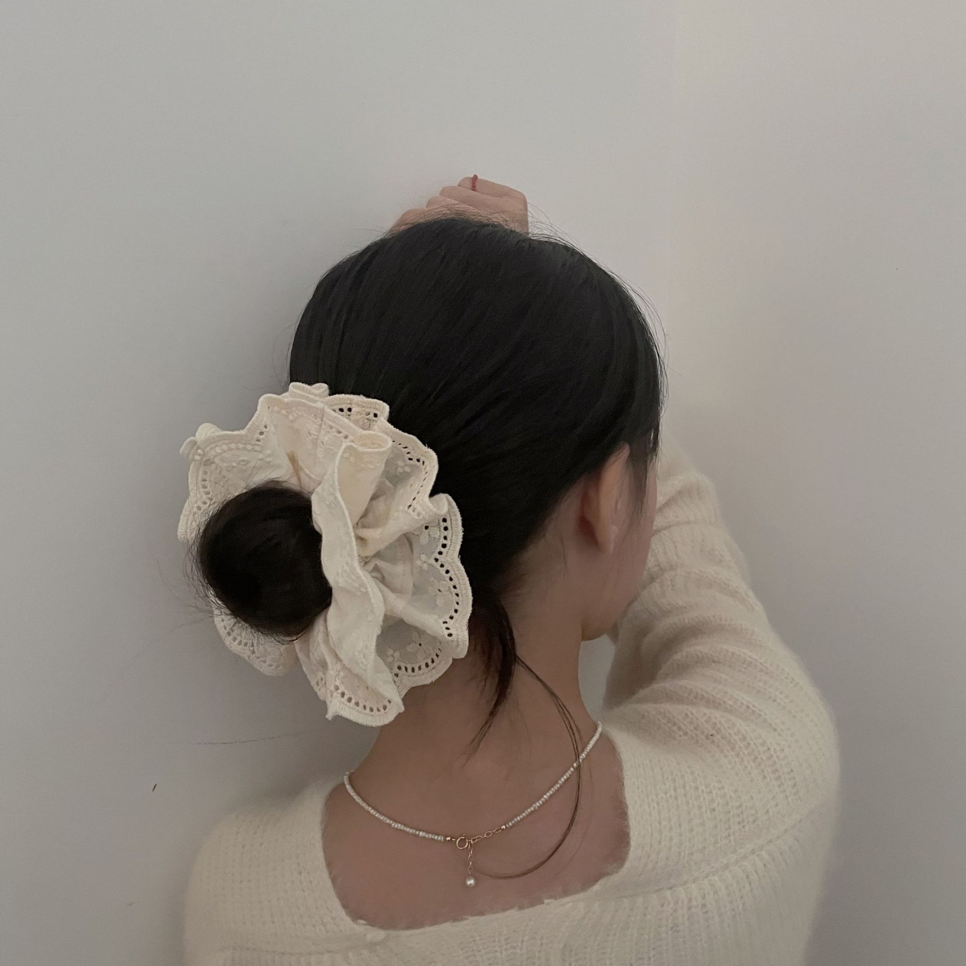 Grands chouchous en dentelle pour femmes, bandeau élastique pour queue de cheval, cerceau pour cheveux, chouchou en caoutchouc, accessoires pour cheveux, couvre-chef