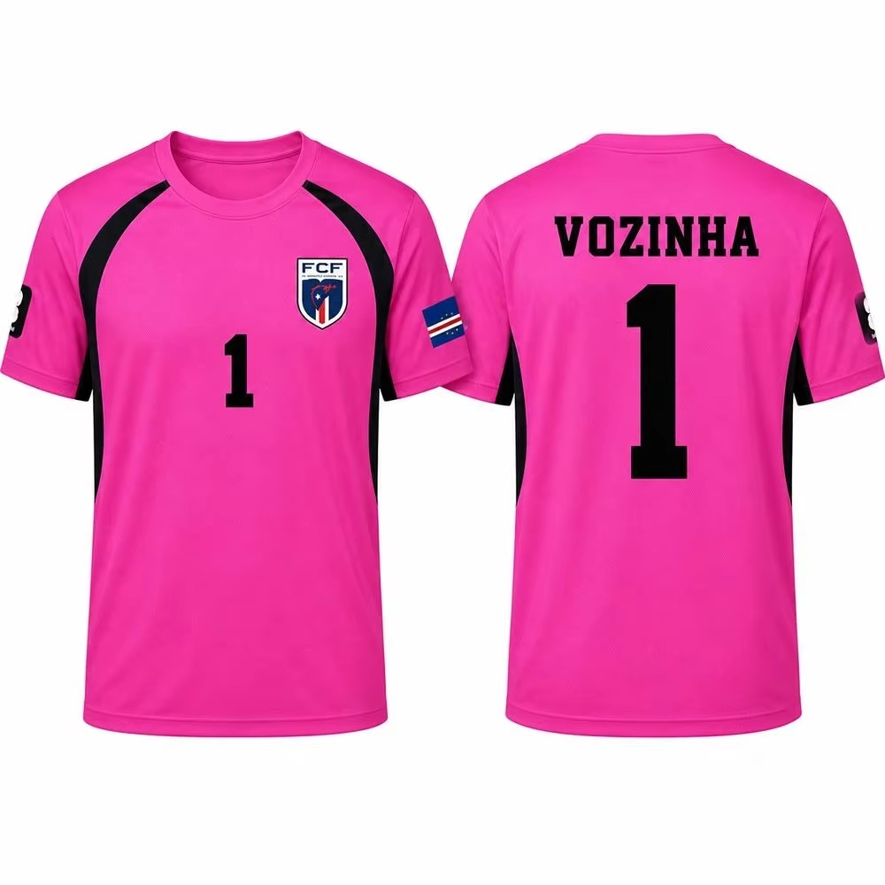 Maillot de football unisexe Cap-Vert Vozinha à manches courtes pour supporter et supporter de l'équipe, idéal pour les entraînements et les matchs, haut d'été