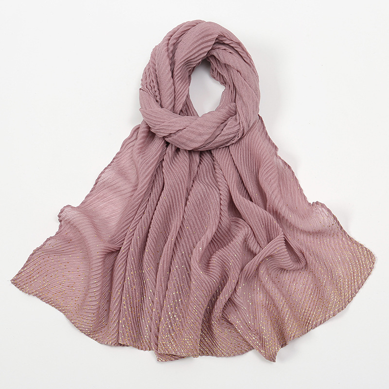 Lurex-Châle en Viscose à Paillettes Dorées pour Femme, Écharpe Triangle Déformable, Design Bassic, Bande de Sauna Brillante, Hijab Musulman Solide Rond