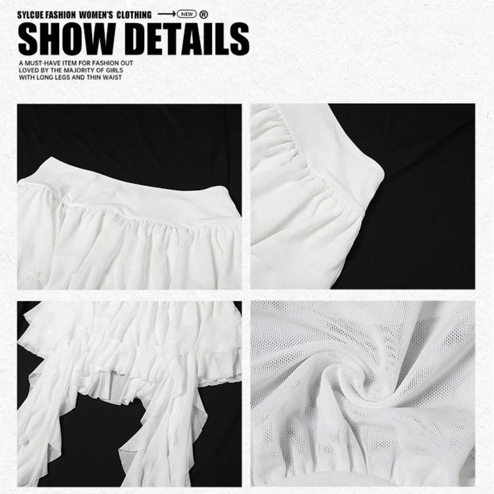 Jupe-short décontractée taille haute pour femme, à volants superposés, ourlet asymétrique, mini-jupe fluide style gothique, idéale pour l'été