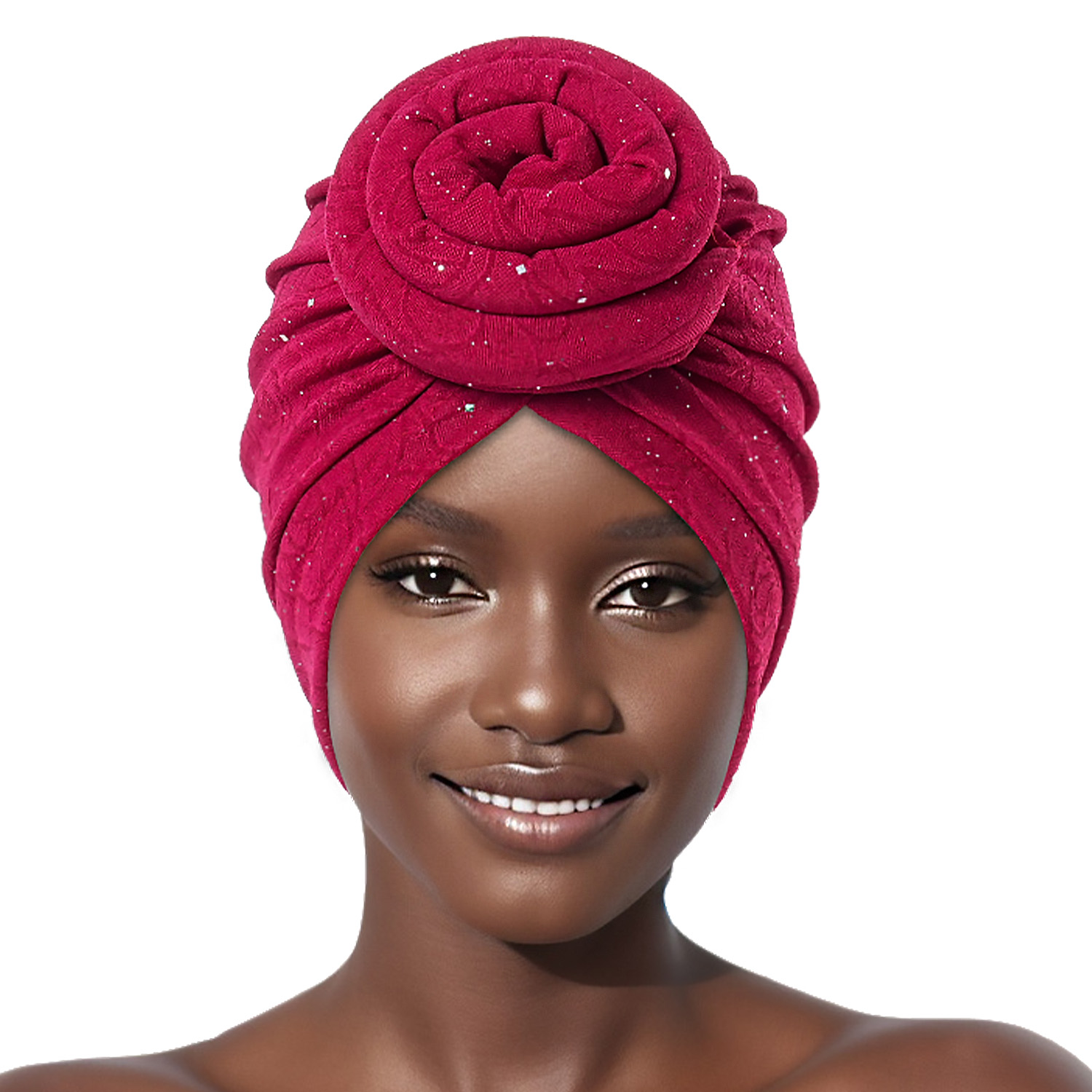 Brillant pré-fait noeud supérieur Turban fleur décor bandeau musulman dames couverture de cheveux bonnet élégant bandeau pour les femmes