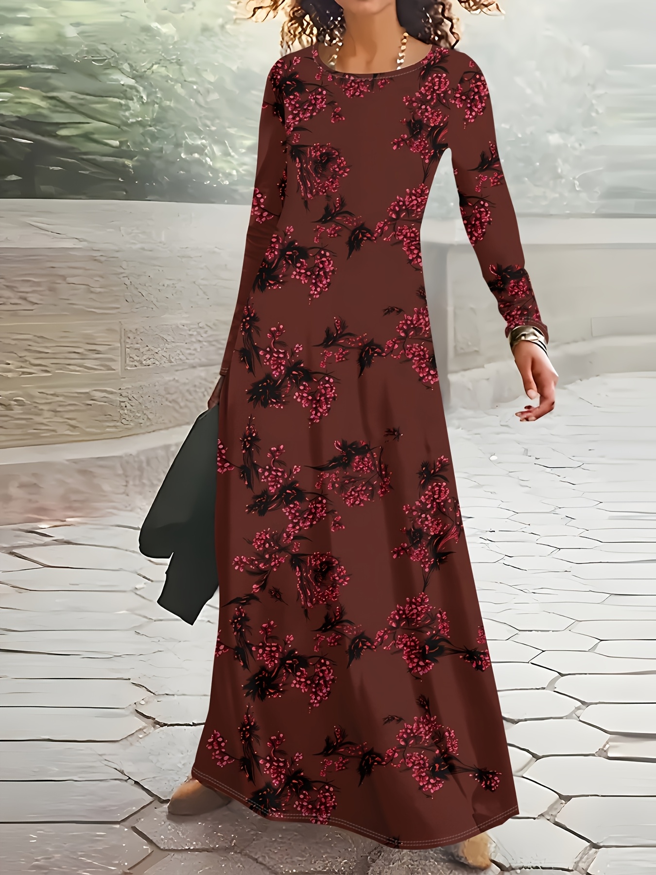 Robe pour femme à imprimé floral, style décontracté, design imprimé