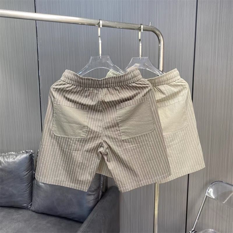 Pantalon droit à cinq points pour hommes, Style de travail d'été, fin, décontracté, ample, rayé