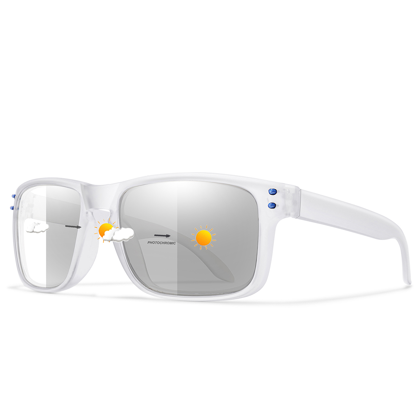 Lunettes de soleil photochromiques pour hommes et femmes, lunettes carrées coupe-vent, lunettes classiques simples, sports de plein air, cyclisme, VTT, vélo