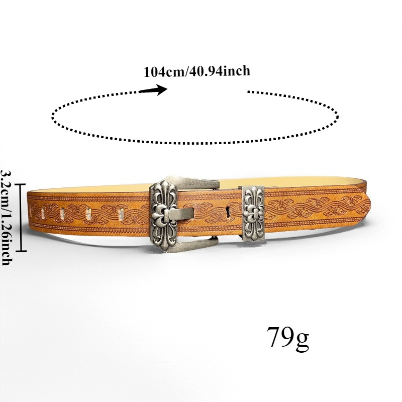 Ceinture tendance style rétro européen et américain à imprimé sculpté - Ceinture Y2K féminine et tendance pour le quotidien - Ceintures transfrontalières pour femmes
