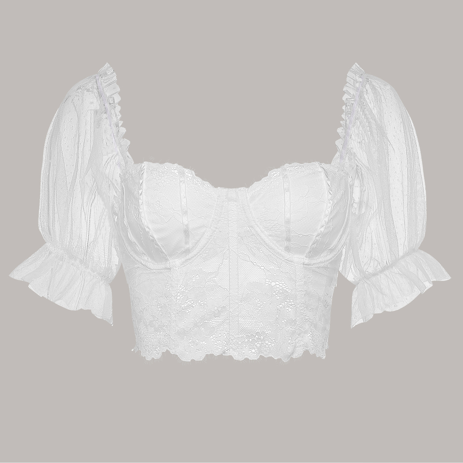 Femmes Blouses Sexy bavarois Oktoberfest hauts à manches courtes pur blanc dentelle manches bouffantes culture hauts traditionnel Dirndl fête Blouse