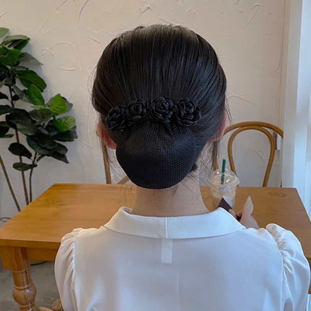 Filet de couverture de chignon français pour femmes, barcordon de nœud, pince à cheveux, nœud, ruban de fleur, accessoires pour cheveux pour banques, hôtels, personnel