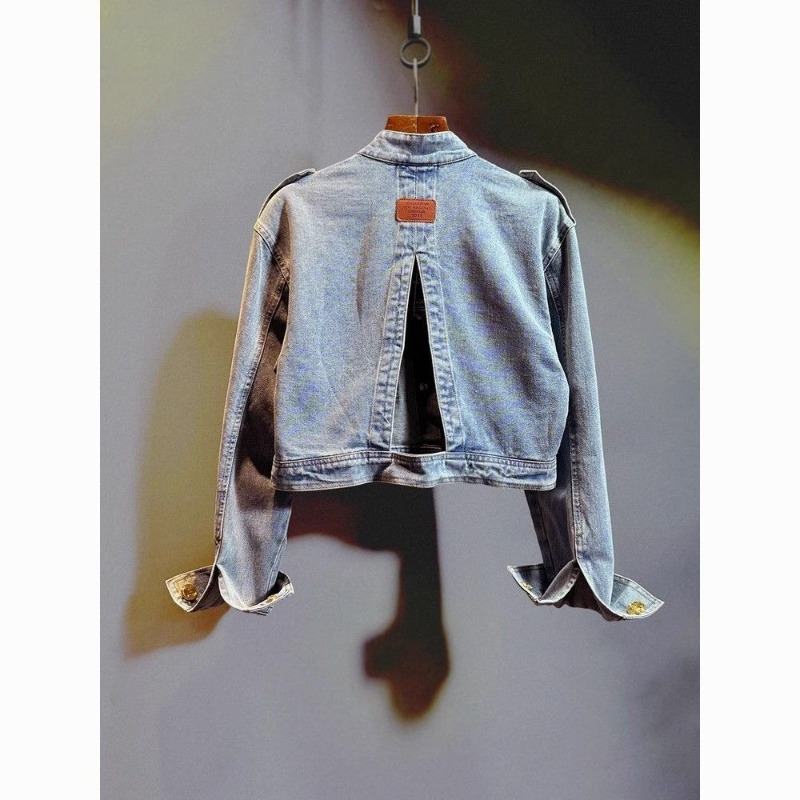 Blouson en jean court rétro pour femme avec boucle dorée distinctive – Nouvelle collection confortable, minimaliste, tendance et polyvalente