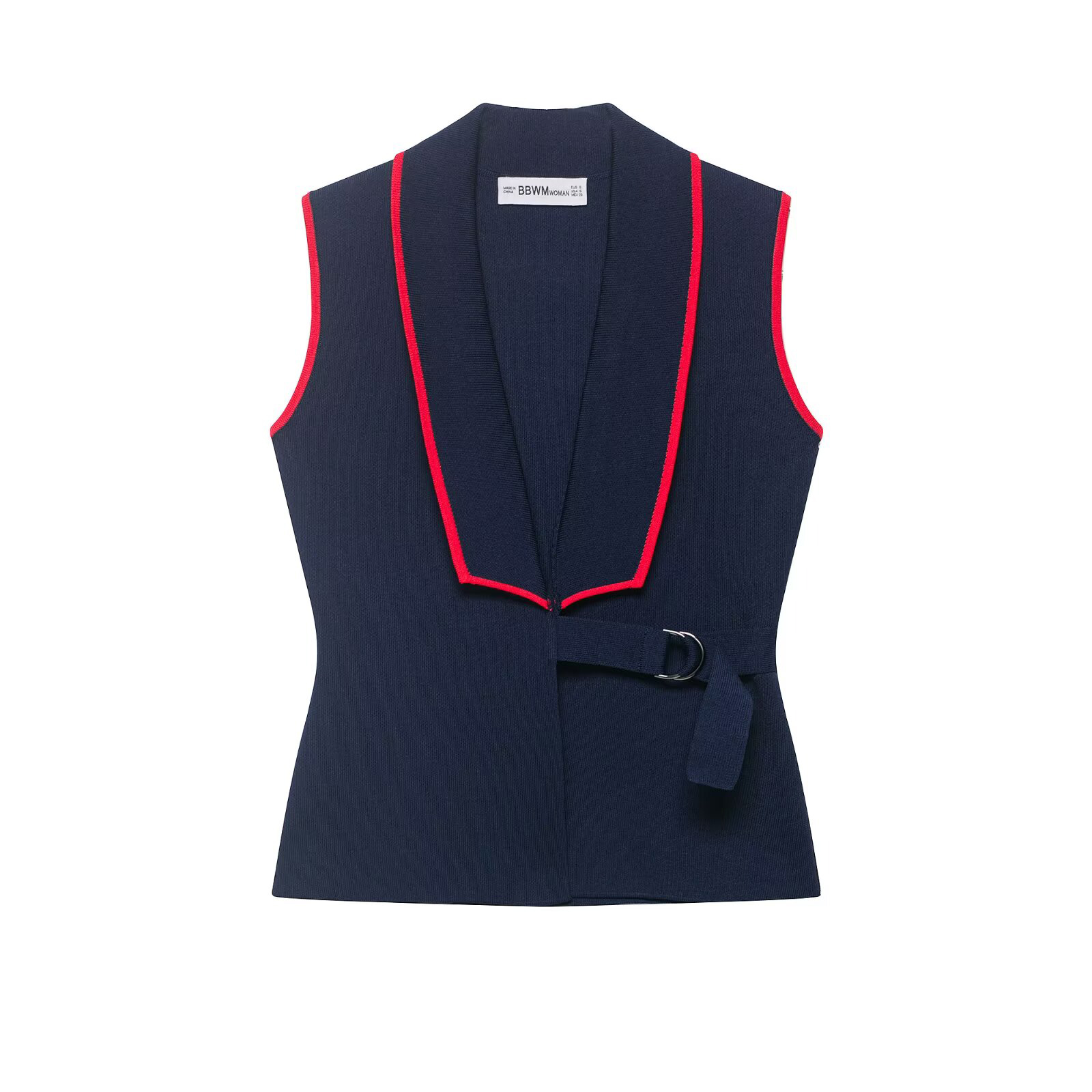 Nouvelle tenue d'été 2026 pour femme, mode européenne et américaine, gilet sans manches à col en V, double boucle, double boutonnage