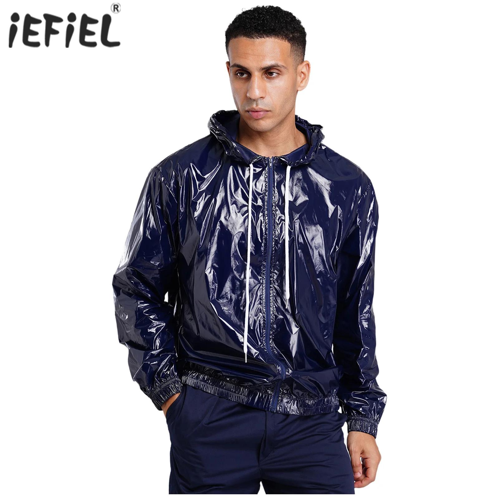 Veste imperméable à capuche pour homme, manches longues, fermeture éclair sur le devant, capuche à cordon de serrage, vêtement d'extérieur coupe-vent, imperméable, pour randonnée et pêche