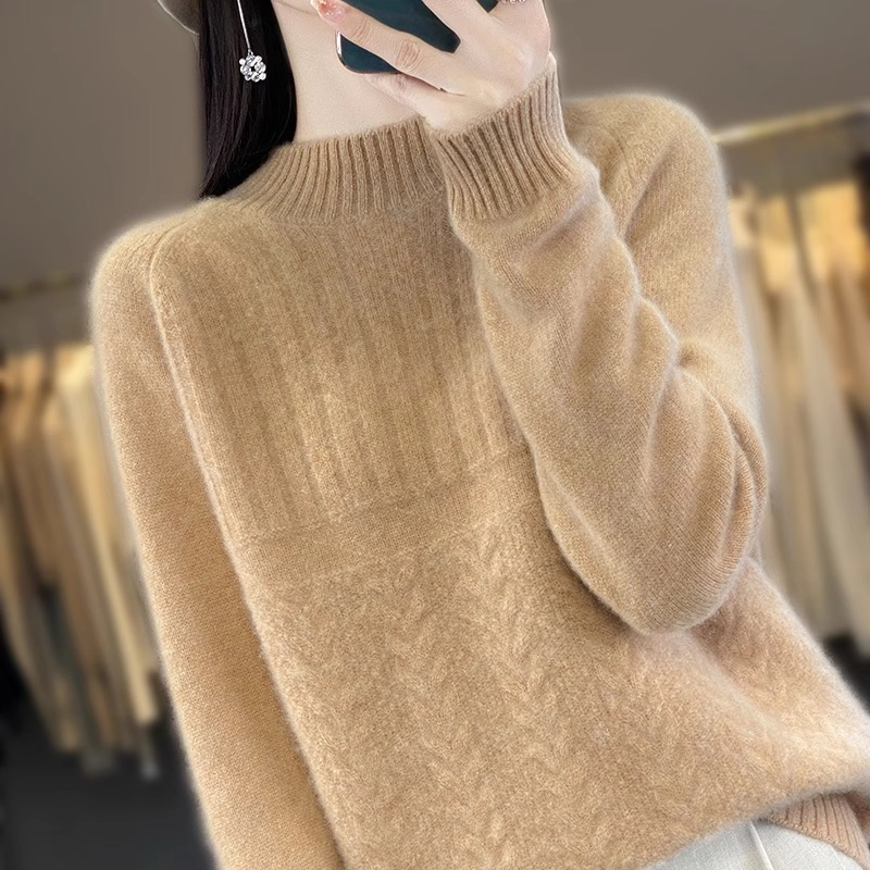 Vêtements d'hiver femme haut col rond doux chaud Pull femmes Pull laine automne à manches longues tricots Pull femme vêtements
