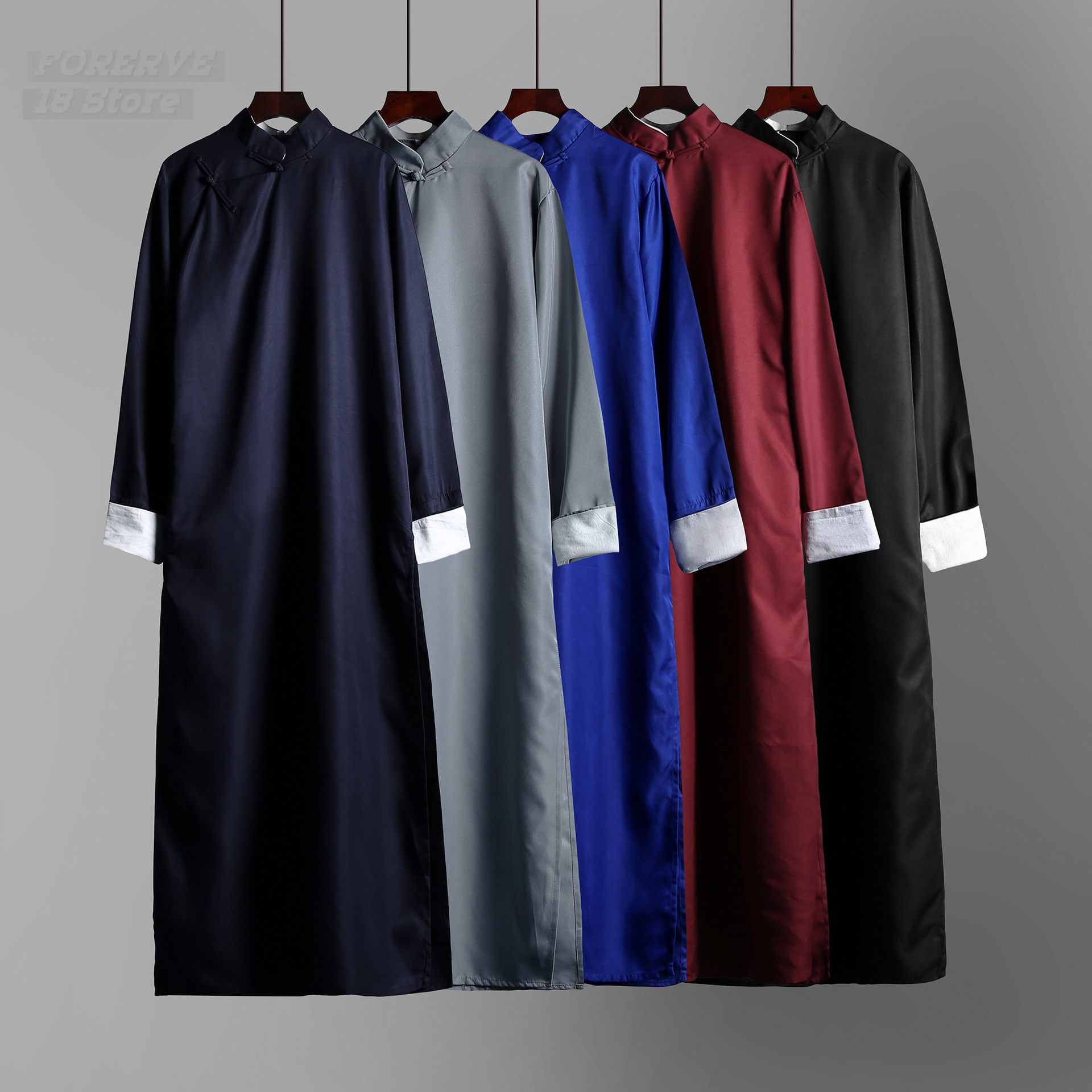Costume de Kung Fu Wing-Chun Mandarin traditionnel chinois pour hommes, robe de la République de Chine, longue tunique pour homme, imbibée