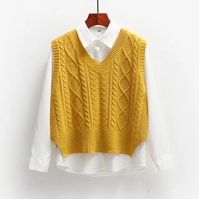 Style coréen mode femmes pull gilet 2024 nouveau printemps automne sans manches tricoté col en V pulls femme pull haut vêtements d'extérieur