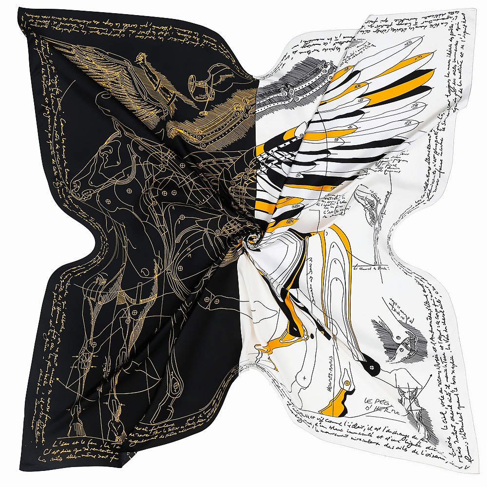 130cm 100% foulard en soie marque foulard carré Design de mode Pegasus femmes châle Bandana foulard foulards pour dames