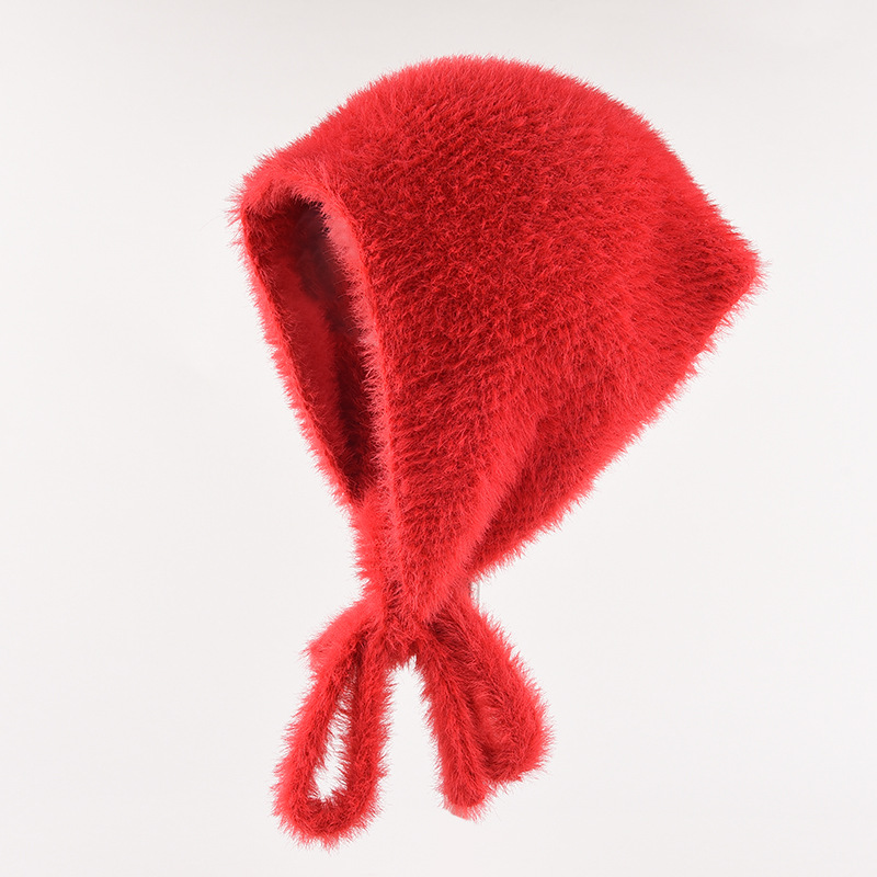 Foulard français Simple pour femmes, écharpe Triangle tricotée en peluche chaude, douce et mignonne, bandeau de couverture à lacets, nouvelle collection automne et hiver