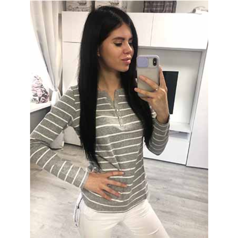 T-Shirt en coton femmes à manches longues rayé T-Shirt mode 2023 printemps automne femme vêtements haut T-Shirt dame col en v hauts 7215